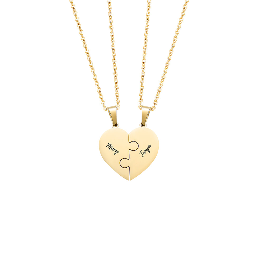 Personalized Puzzle Heart Name Necklace detail
