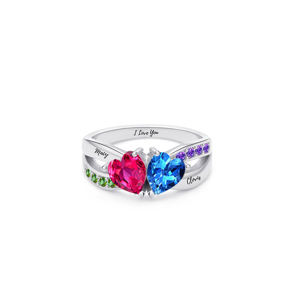 Personalized Two-Birthstone Name Ring detail
