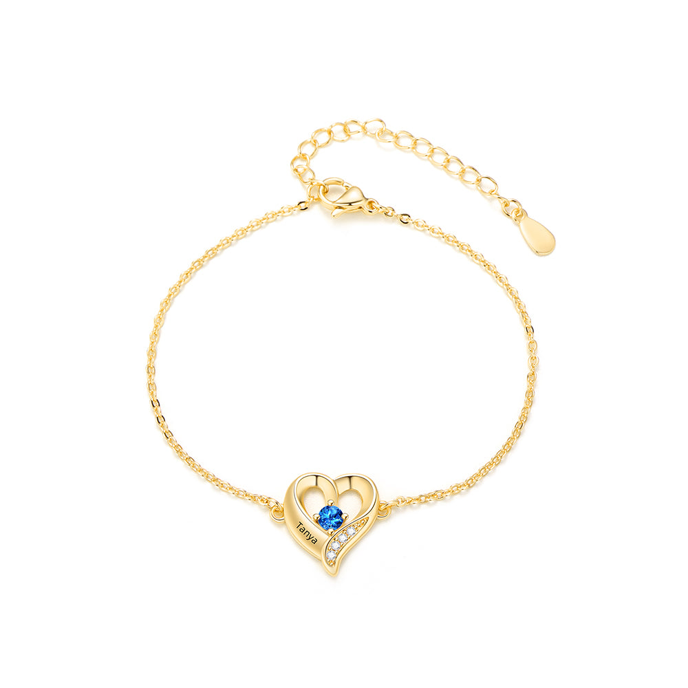 Crown Heart Birthstone Bracelet