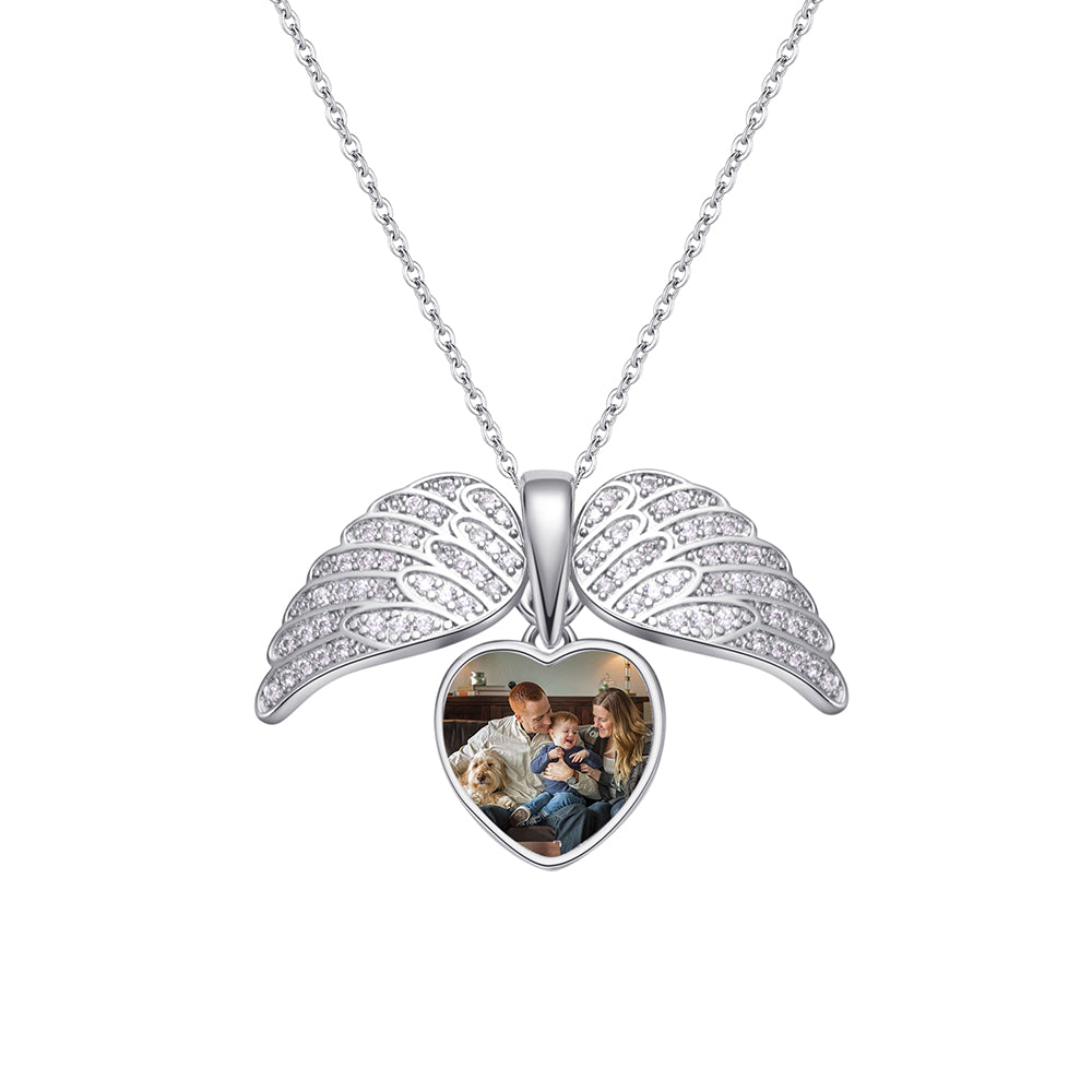 Personalized Angel Wing Photo Necklace