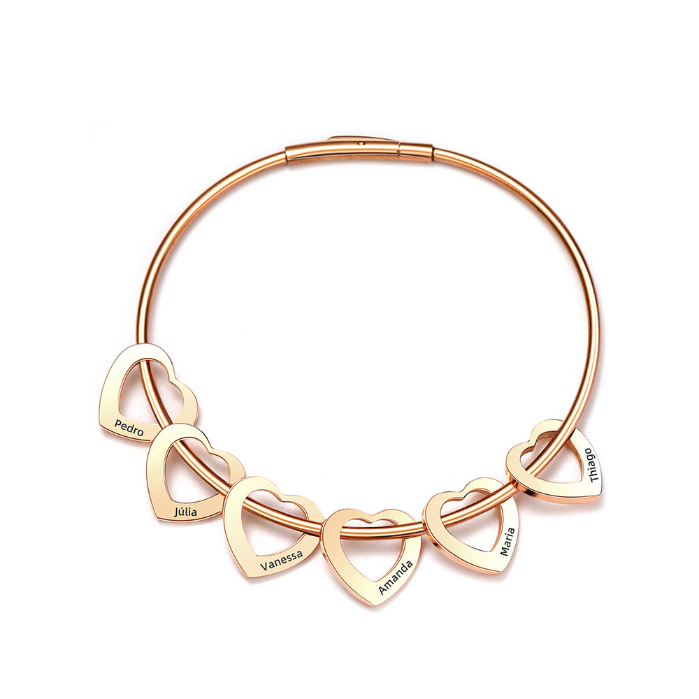 Personalized Multi-Heart Engraved Bangle