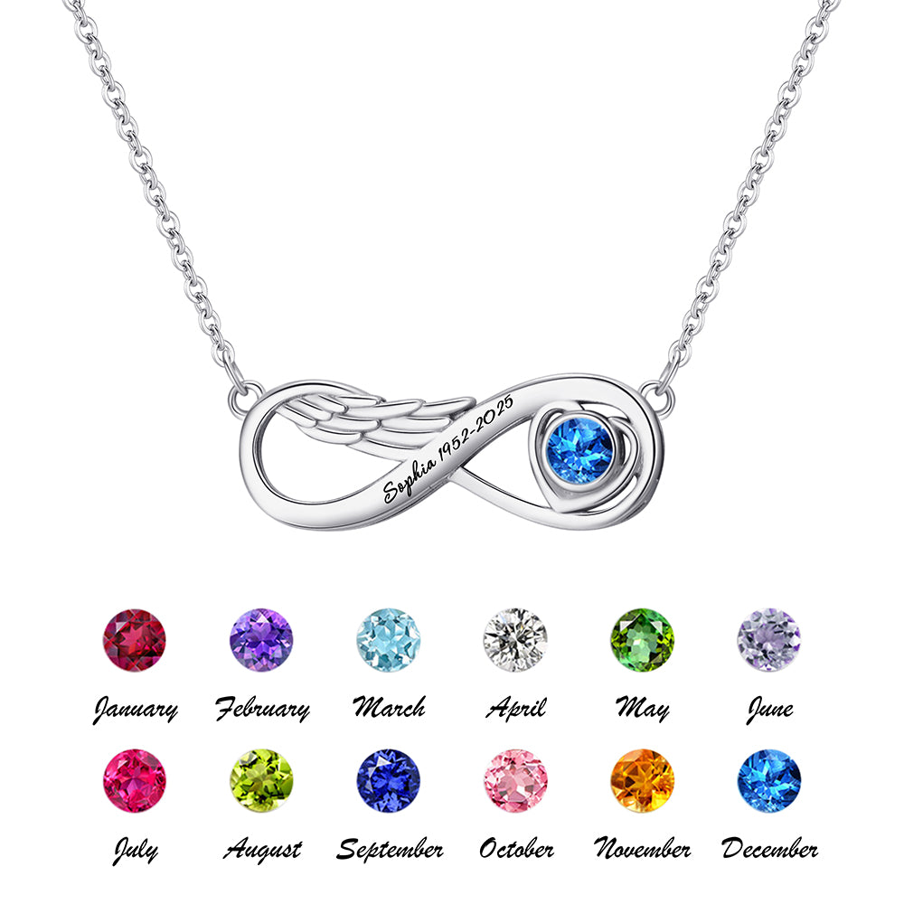 Personalized Infinity Birthstone Name Necklace