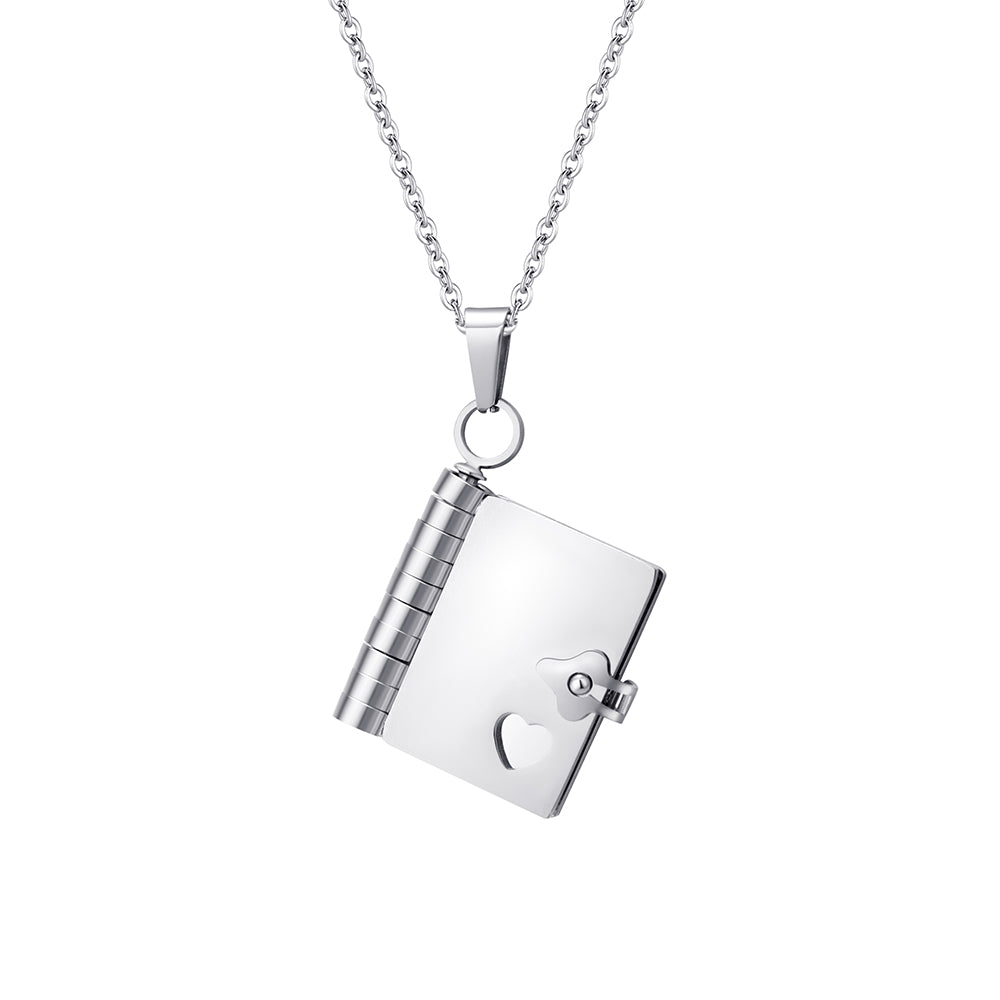 Personalized Book Locket Engraved Necklace