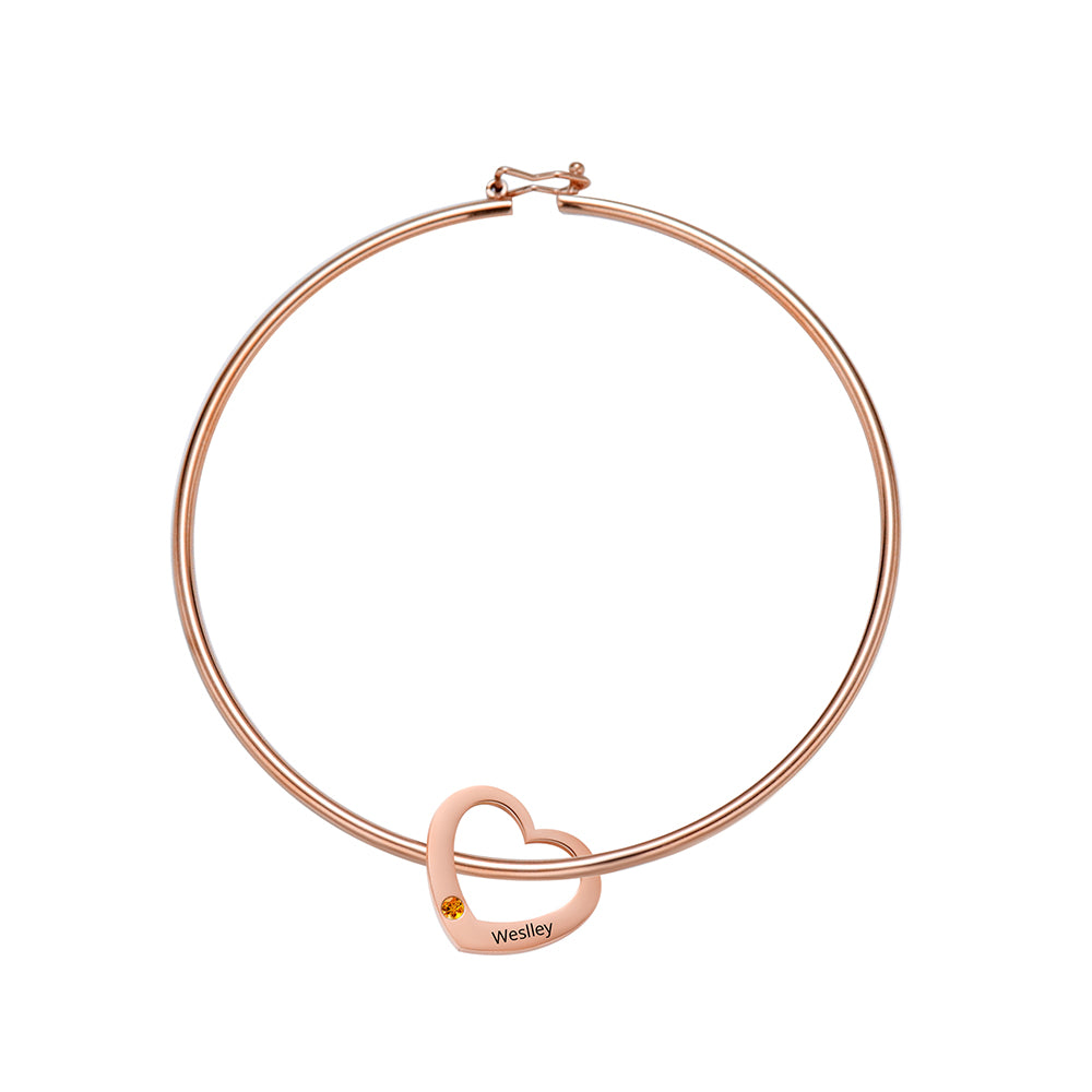Personalized Multi-Heart Birthstone Bangle