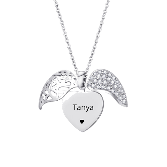 Personalized Angel Wing Name Necklace - transparent product card image