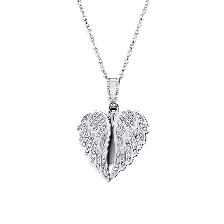 Personalized Angel Wing Photo Locket Necklace