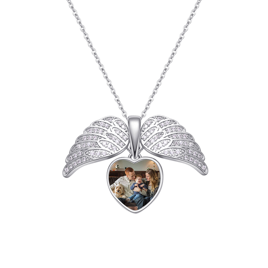 Personalized Angel Wing Photo Necklace - transparent product card image