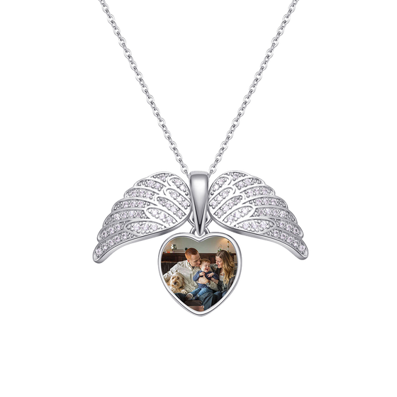 Personalized Angel Wing Photo Necklace