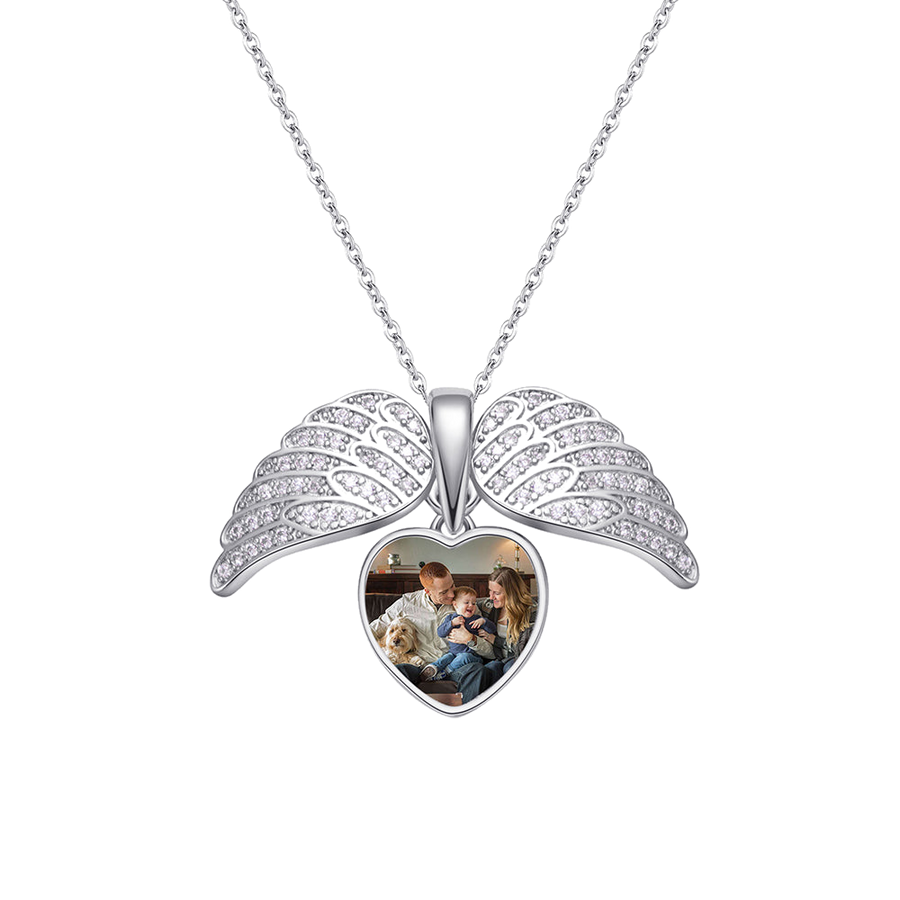 Personalized Angel Wing Photo Necklace