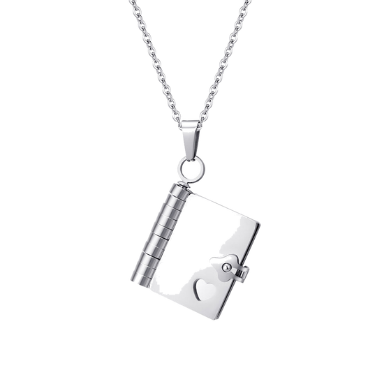 Personalized Book Locket Engraved Necklace