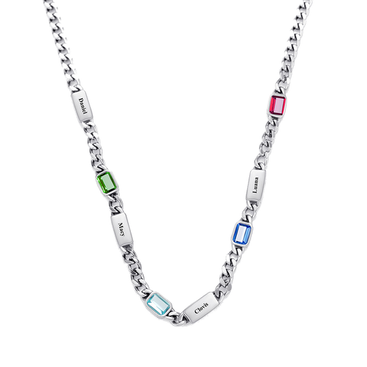 Personalized Box Chain Birthstone Name Necklace - transparent product card image
