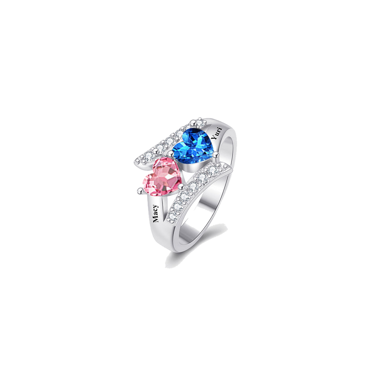 Personalized Double-Birthstone Name Ring