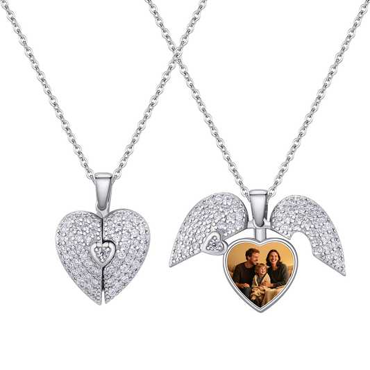 Personalized Double-Wing Photo Necklace - transparent product card image