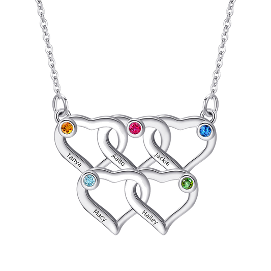 Personalized Family Birthstone Name Necklace - transparent product card image