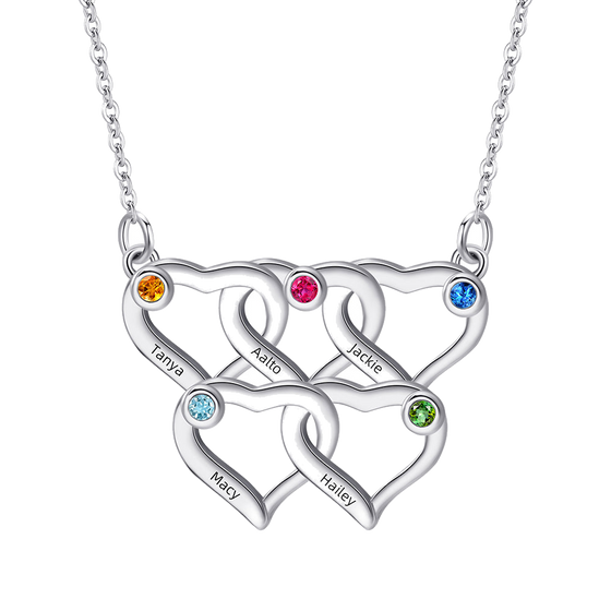 Personalized Family Birthstone Name Necklace
