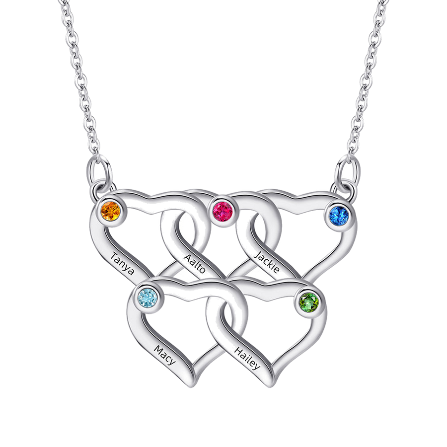 Personalized Family Birthstone Name Necklace