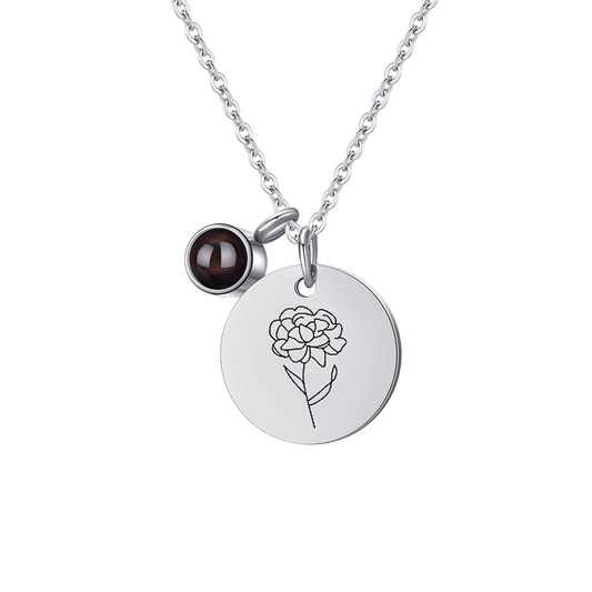Personalized Floral Projection Photo Necklace - transparent product card image