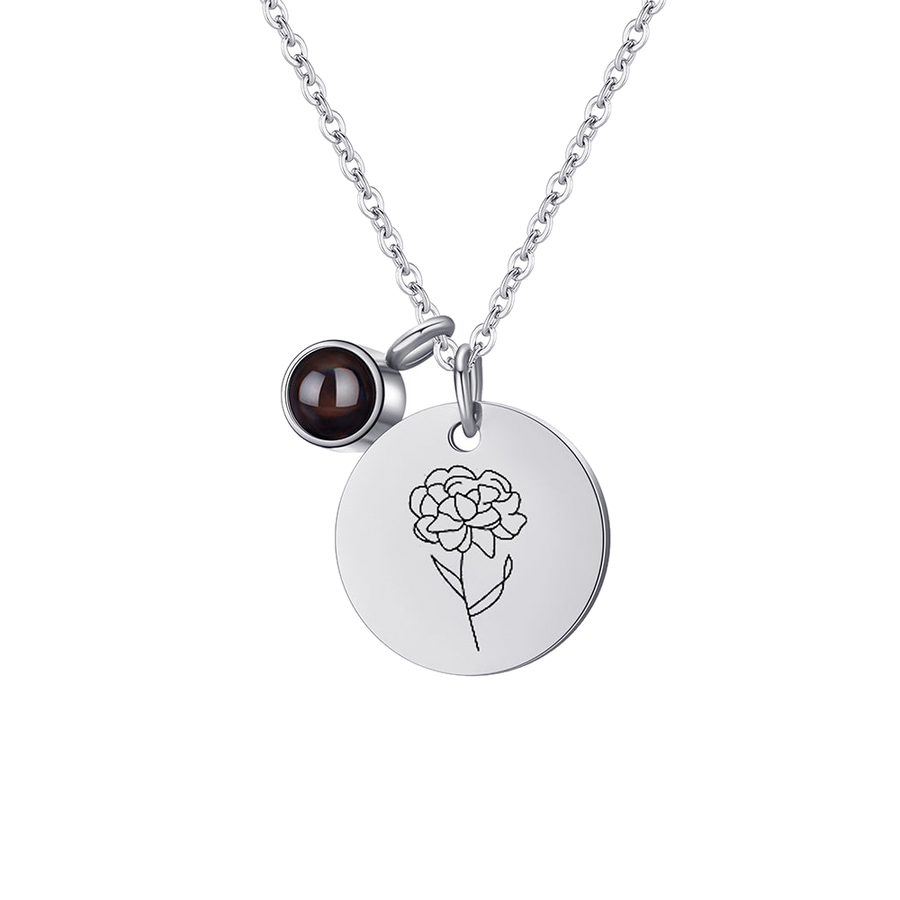 Personalized Floral Projection Photo Necklace