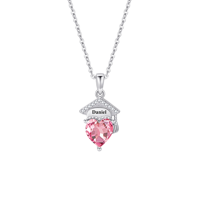Personalized Flower Birthstone Name Necklace