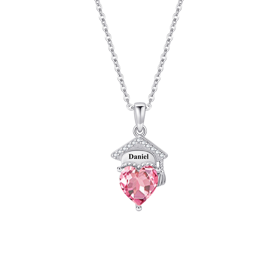 Personalized Flower Birthstone Name Necklace
