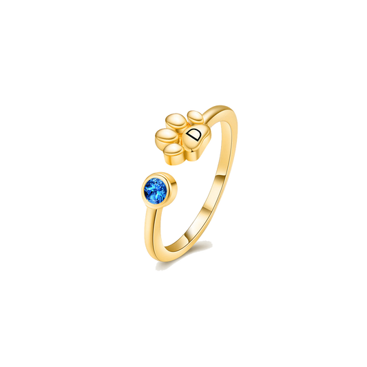 Personalized Footprint Birthstone Name Ring - transparent product card image