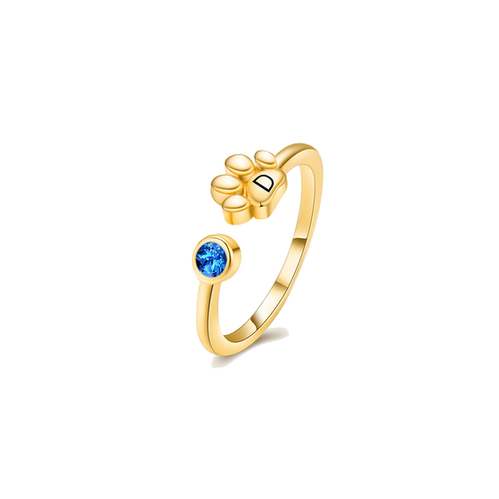 Personalized Footprint Birthstone Name Ring