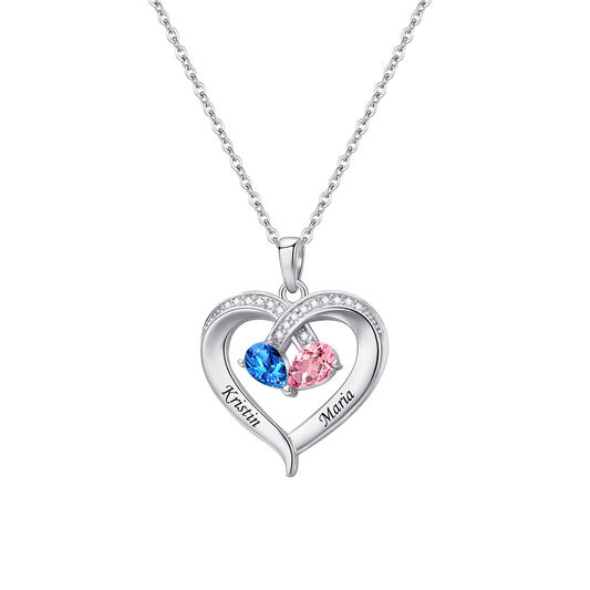 Personalized Heart Birthstone Name Necklace - transparent product card image