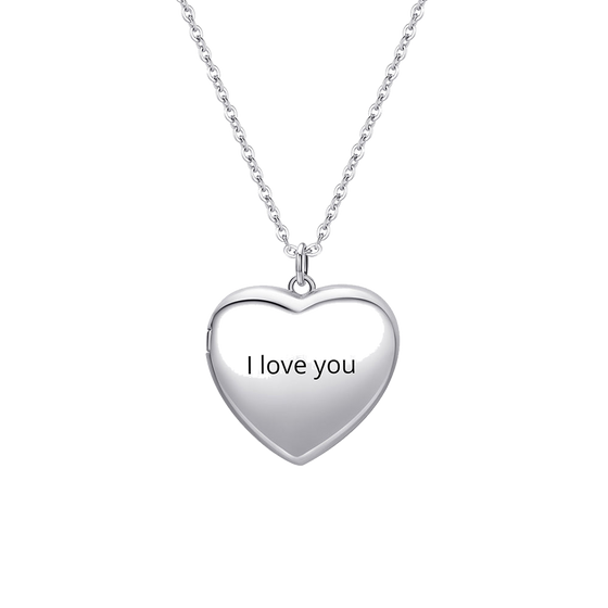 Personalized Heart Photo Locket Necklace