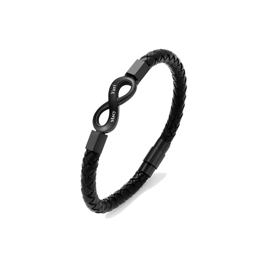 Personalized Infinity Engraved Leather Bracelet - transparent product card image