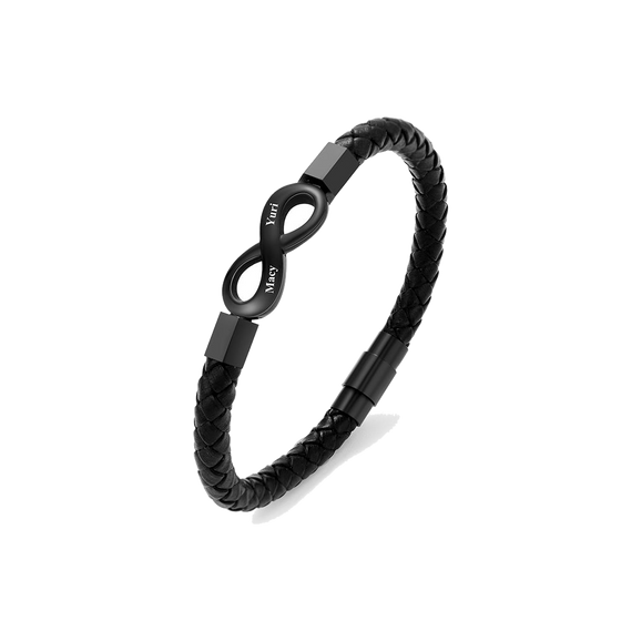 Personalized Infinity Engraved Leather Bracelet