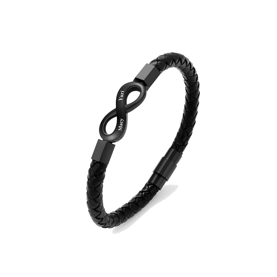 Personalized Infinity Engraved Leather Bracelet