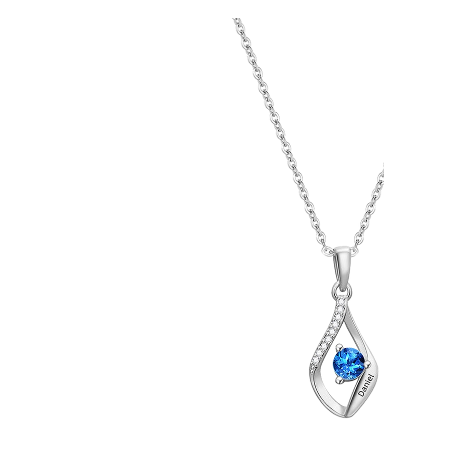 Personalized Leaf Multi-Birthstone Name Necklace