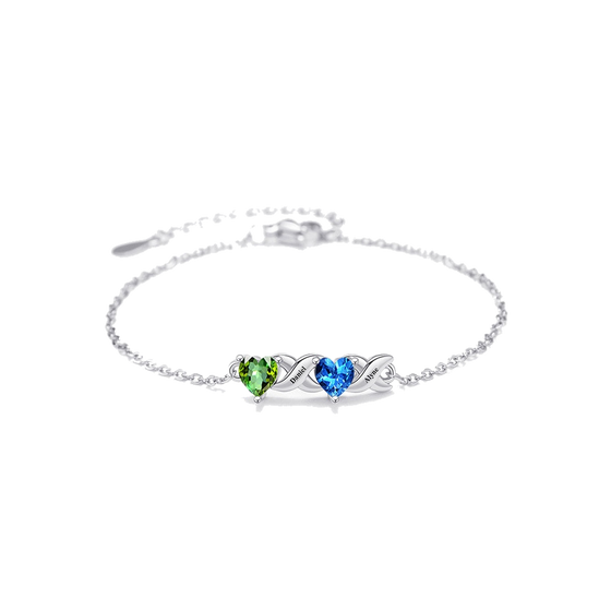 Personalized Multi-Birthstone Charm Bracelet