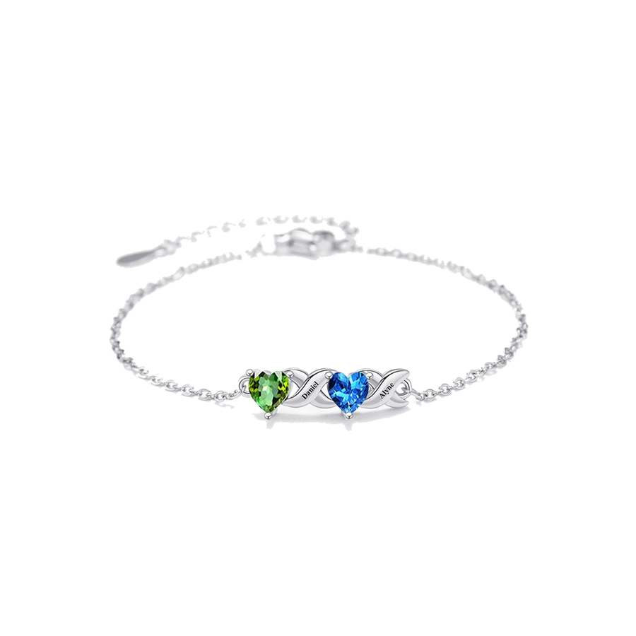 Personalized Multi-Birthstone Charm Bracelet