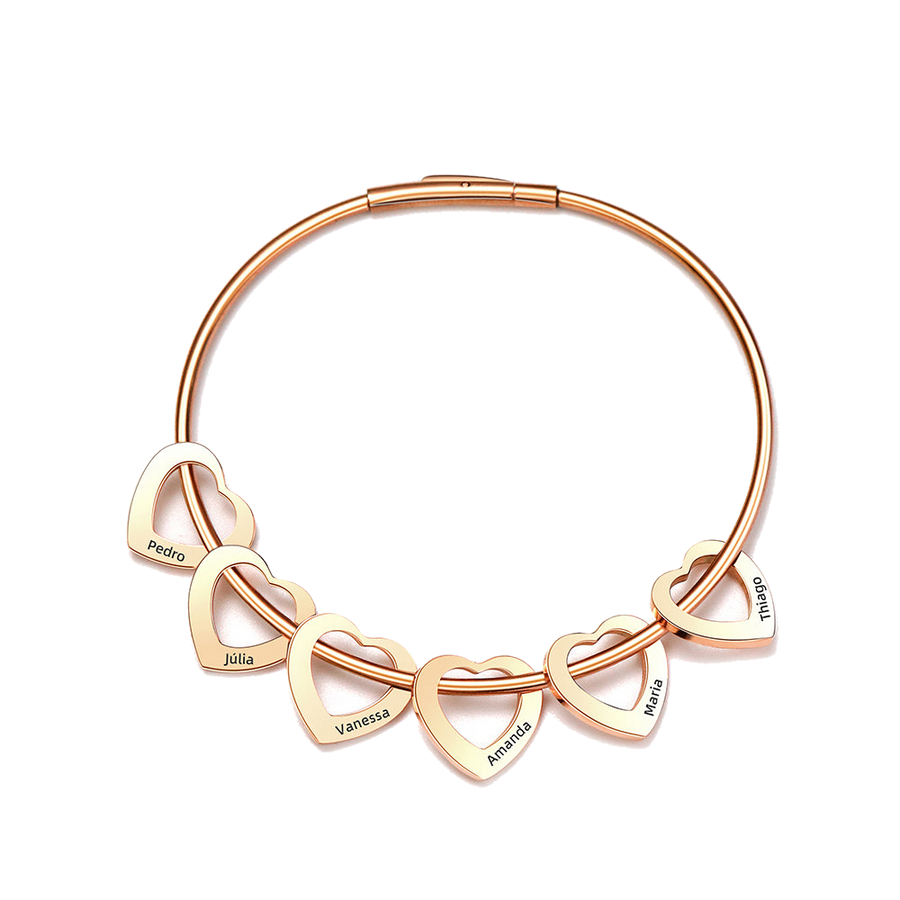 Personalized Multi-Heart Engraved Bangle