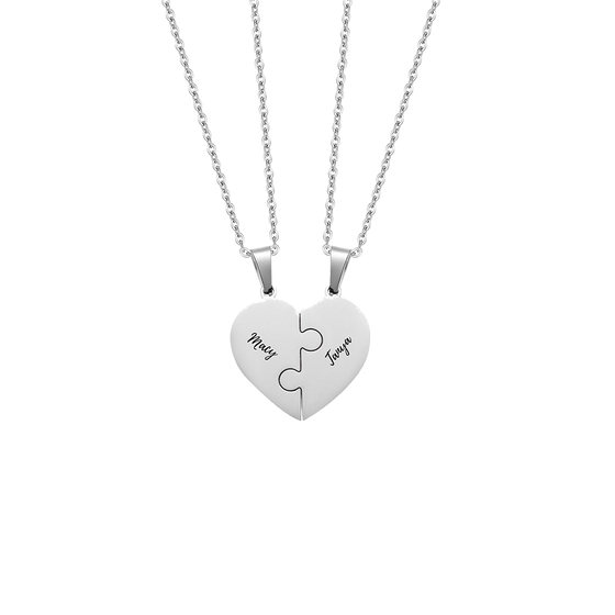 Personalized Puzzle Heart Name Necklace