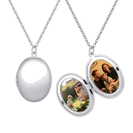 Personalized Round Photo Locket Necklace - transparent product card image
