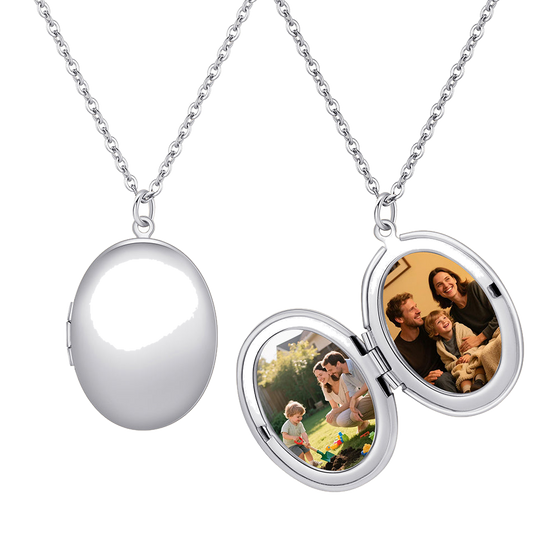 Personalized Round Photo Locket Necklace