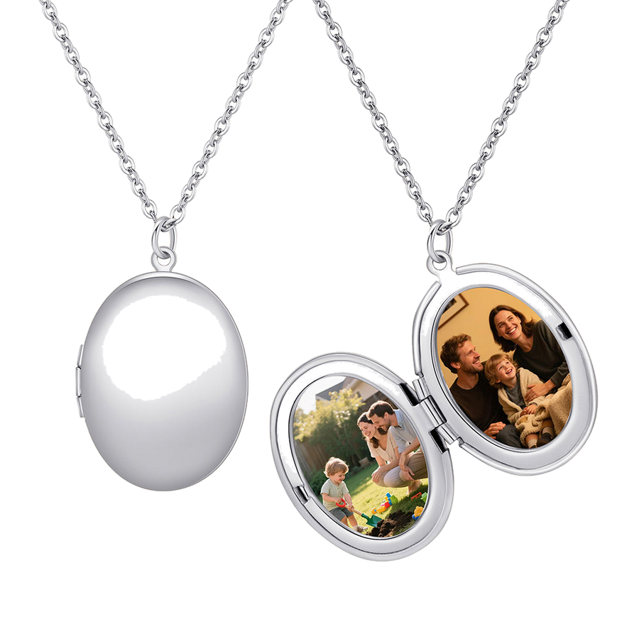 Personalized Round Photo Locket Necklace