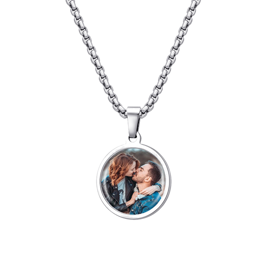 Personalized Round Photo Necklace - transparent product card image