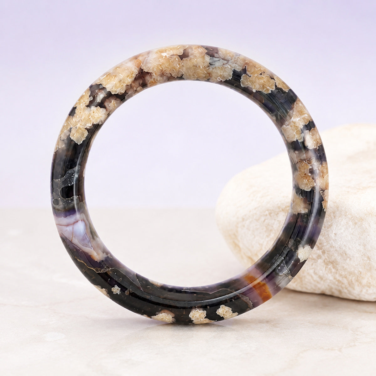 Amber Violet Wide Bangle - bright main