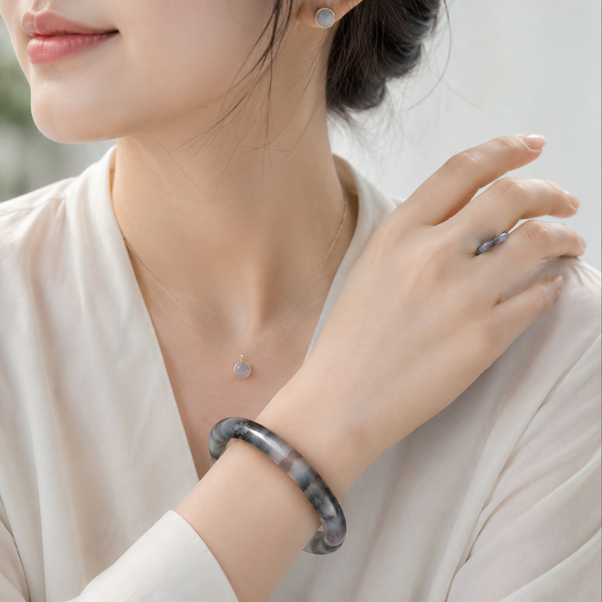 Lilac Cloud Stone Bangle detail