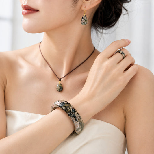Earth Garden Wide Bangle - bright wearing