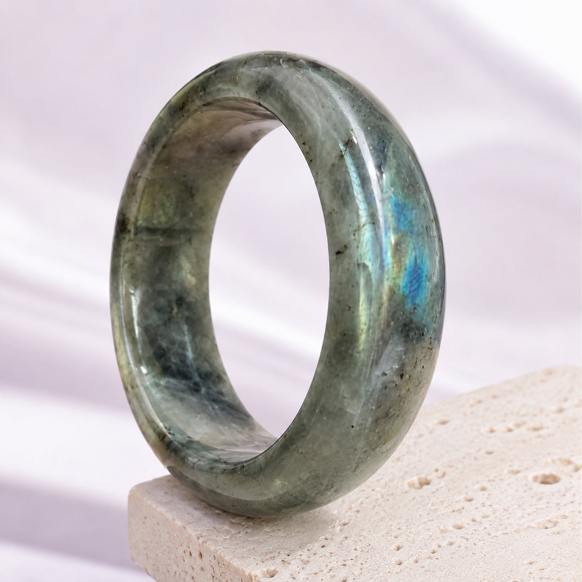 Pale Sage Wide Bangle - bright main