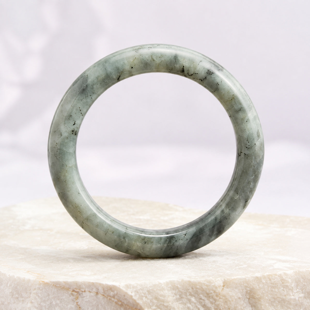 Smoky Sage Faceted Bangle - bright main