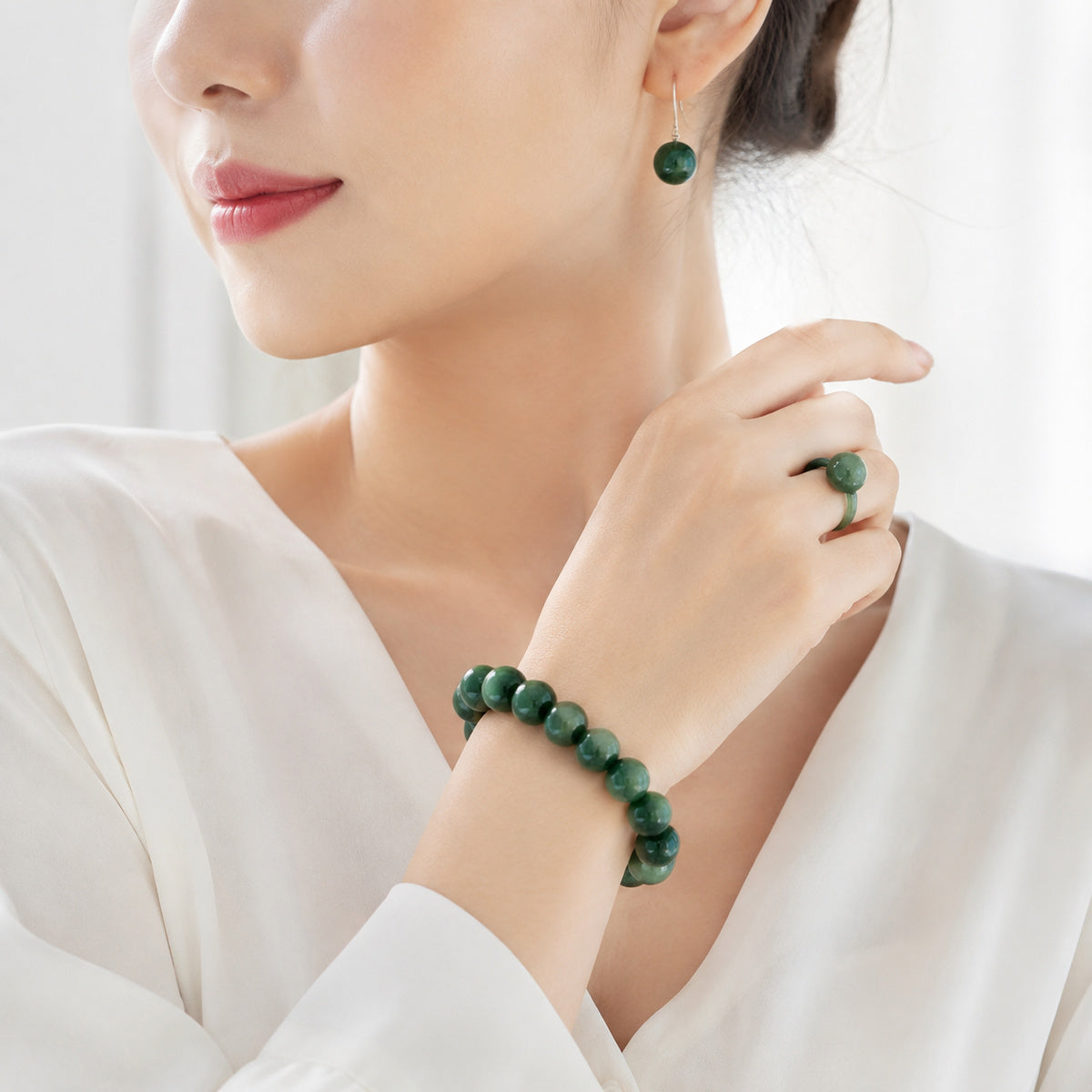 Deep Forest Bead Bracelet detail
