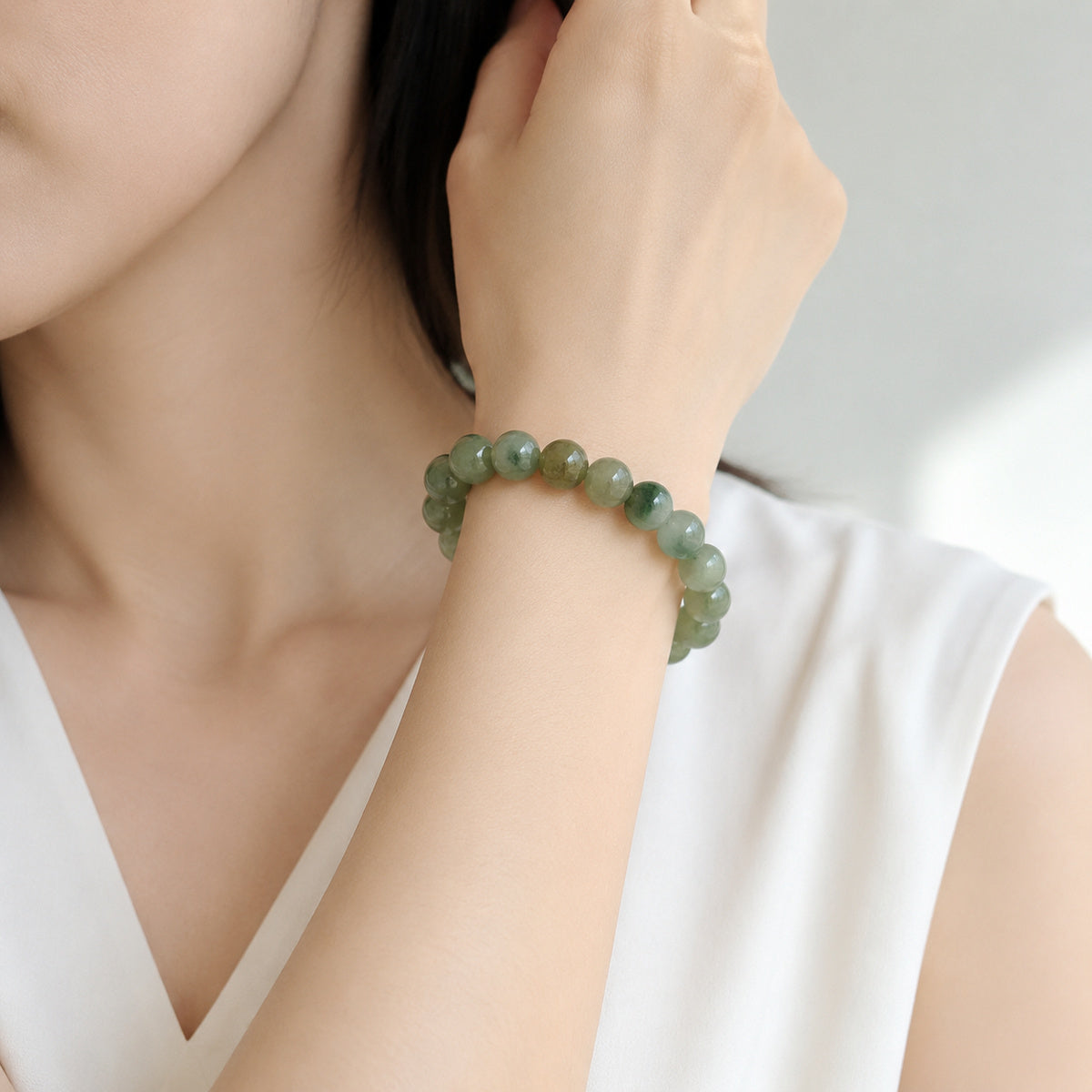 Moss Green Bead Bracelet detail