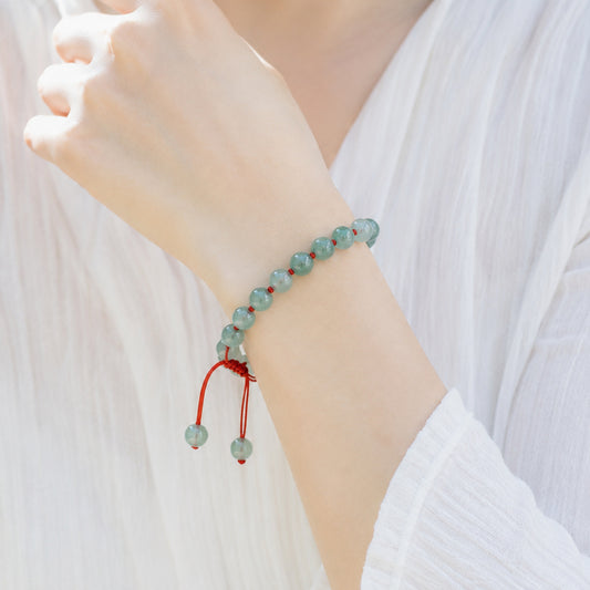 Mint Red Cord Bracelet - bright wearing