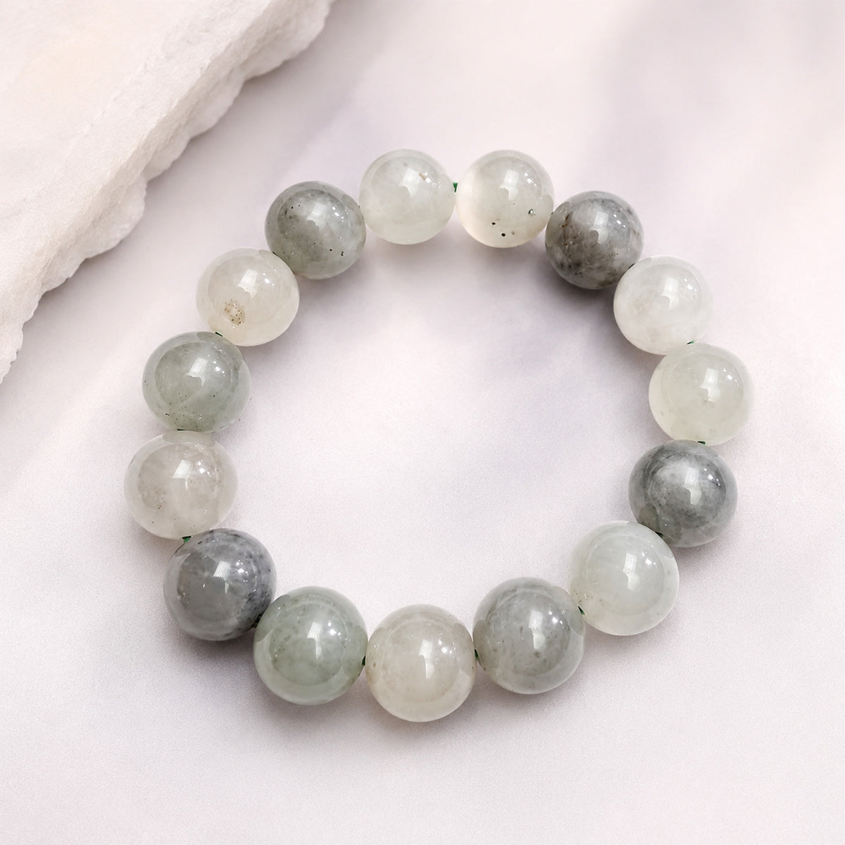 Cloud Grey Bead Bracelet - bright main