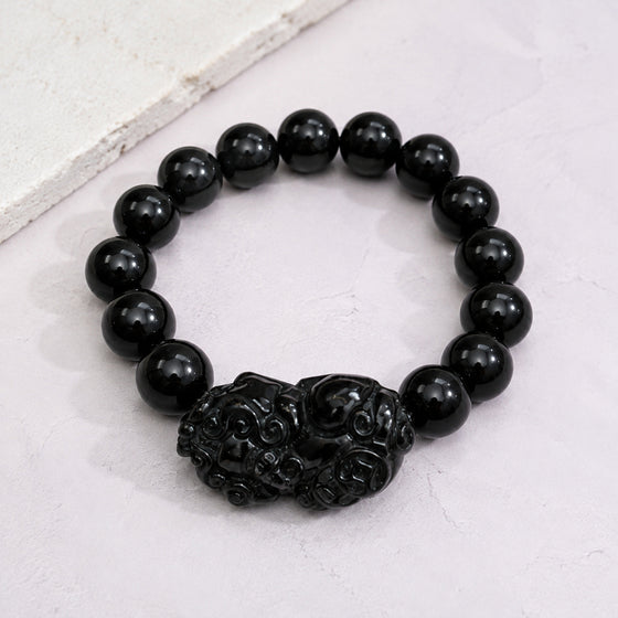 Black Carved Floral Bracelet